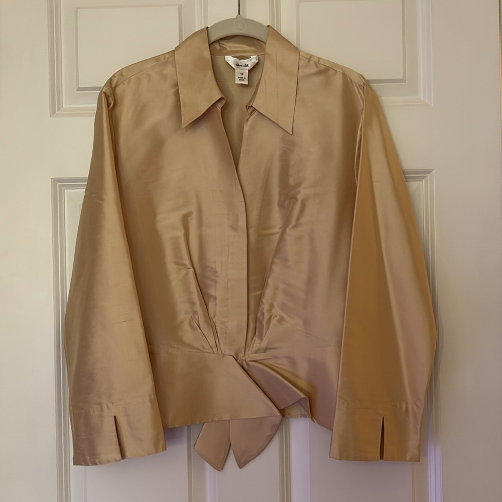 Talbots Champagne Silk Blouse Dressy Classic